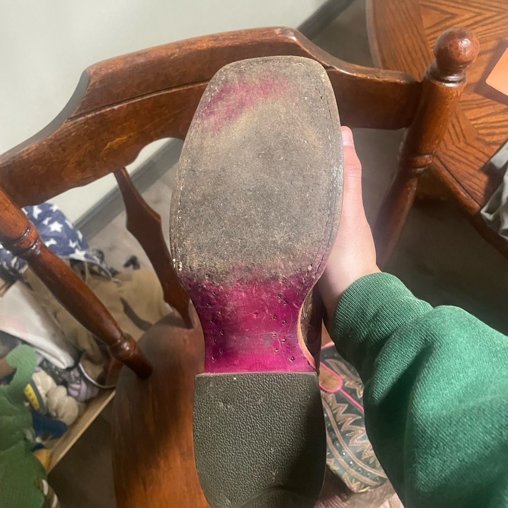 Women's Ariat Western Boots - Brown and Pink - Square toe - Picture 6 of 9